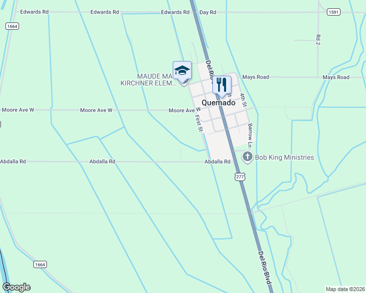 map of restaurants, bars, coffee shops, grocery stores, and more near 1000 Abdalla Road in Quemado