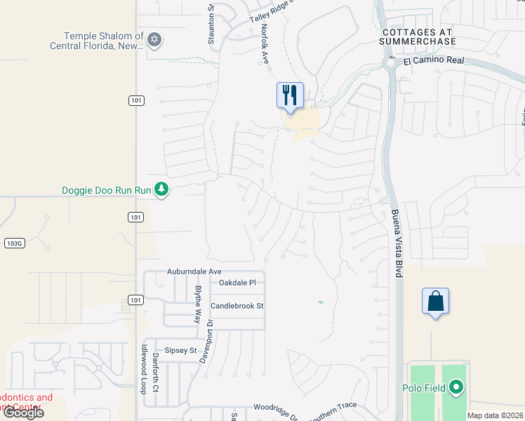 map of restaurants, bars, coffee shops, grocery stores, and more near 1295 Northbrook Place in The Villages