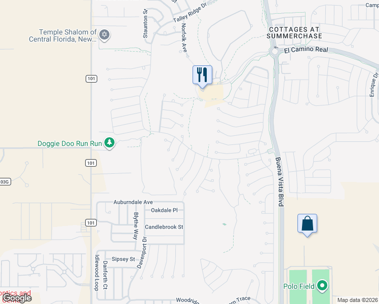 map of restaurants, bars, coffee shops, grocery stores, and more near 1295 Northbrook Place in The Villages