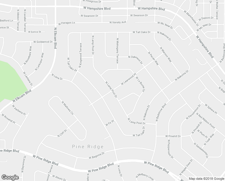 map of restaurants, bars, coffee shops, grocery stores, and more near 5649 North Lamp Post Drive in Pine Ridge
