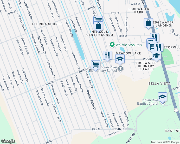map of restaurants, bars, coffee shops, grocery stores, and more near 3012 Lime Tree Drive in Edgewater