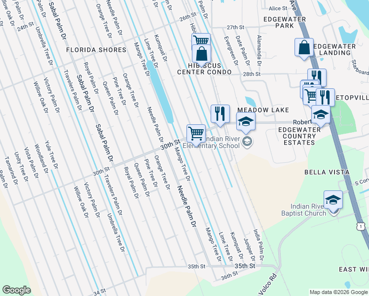 map of restaurants, bars, coffee shops, grocery stores, and more near 3012 Lime Tree Drive in Edgewater