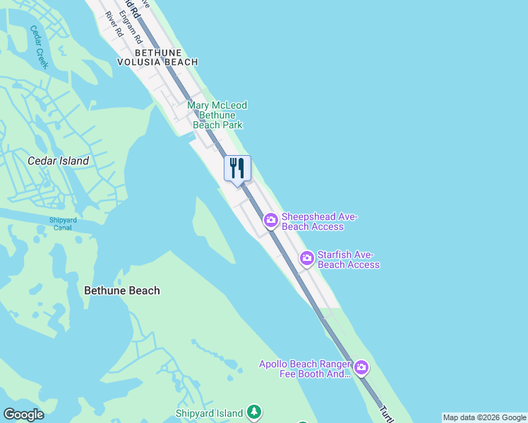 map of restaurants, bars, coffee shops, grocery stores, and more near 6861 Turtlemound Road in New Smyrna Beach