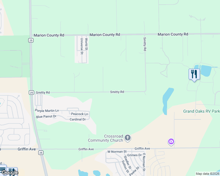 map of restaurants, bars, coffee shops, grocery stores, and more near 41030 Oak Grove Road in Weirsdale
