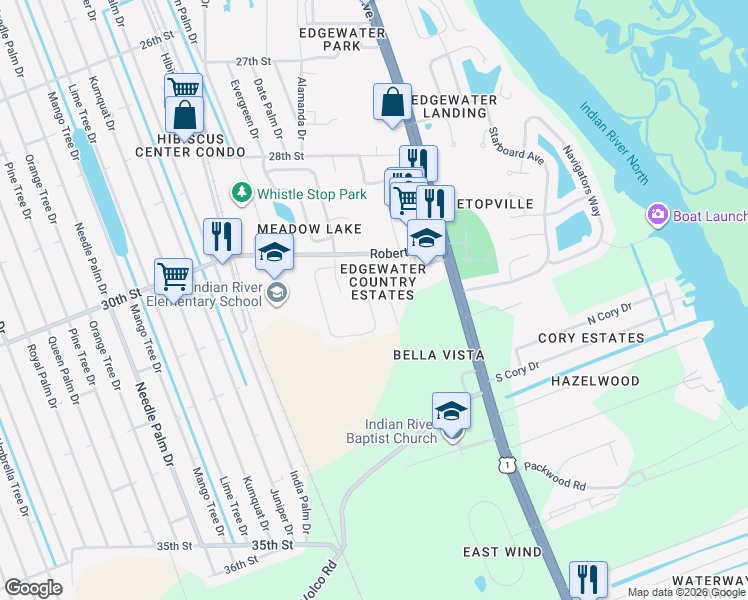 map of restaurants, bars, coffee shops, grocery stores, and more near 219 Old Mill Pond Road in Edgewater