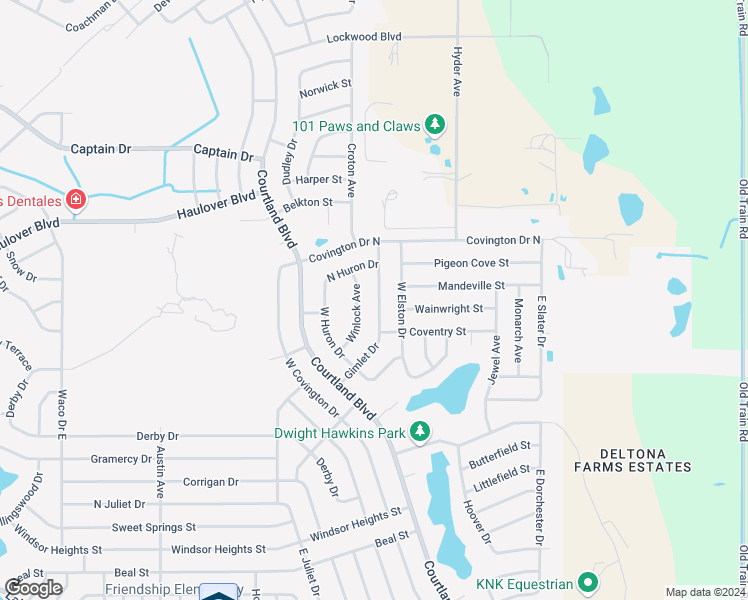 map of restaurants, bars, coffee shops, grocery stores, and more near 2948 Gimlet Drive in Deltona