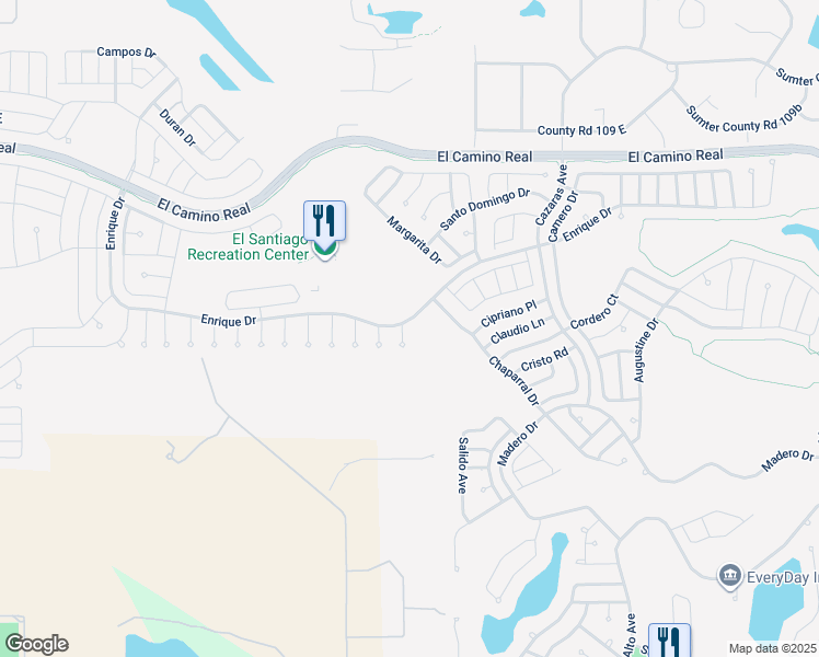 map of restaurants, bars, coffee shops, grocery stores, and more near 1311 Carolina Court in The Villages