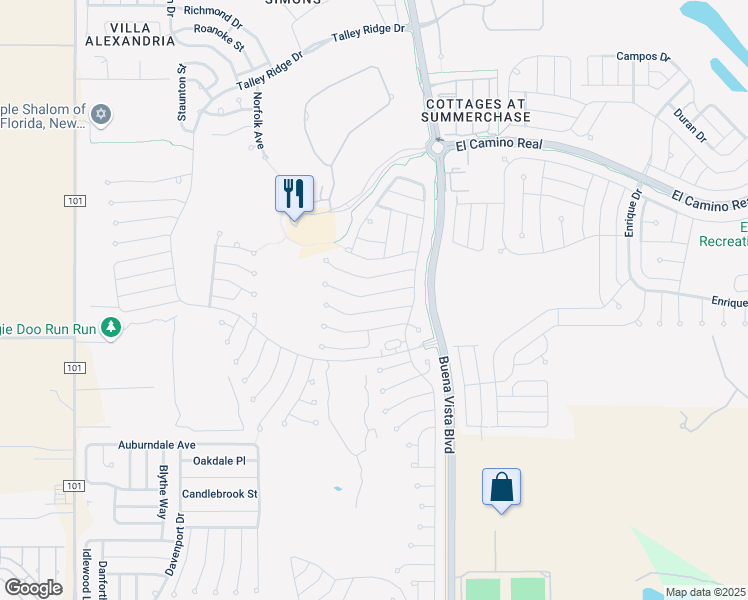 map of restaurants, bars, coffee shops, grocery stores, and more near 3064 Burbank Lane in The Villages