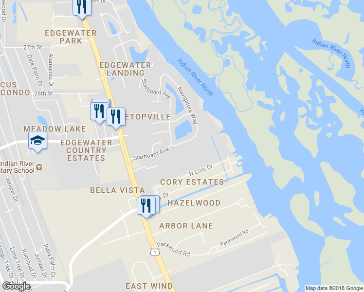 map of restaurants, bars, coffee shops, grocery stores, and more near 818 Navigators Way in Edgewater