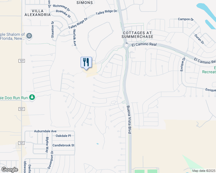 map of restaurants, bars, coffee shops, grocery stores, and more near 3064 Burbank Lane in The Villages