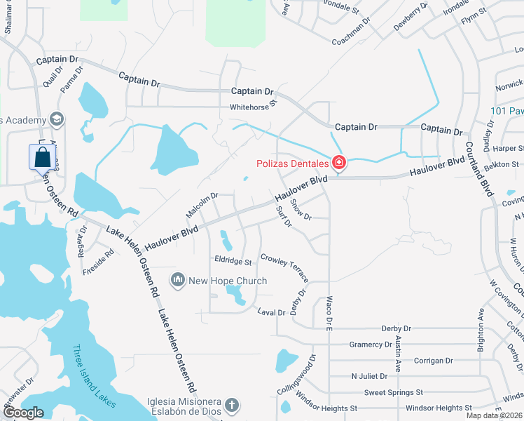 map of restaurants, bars, coffee shops, grocery stores, and more near 2479 Haulover Boulevard in Deltona