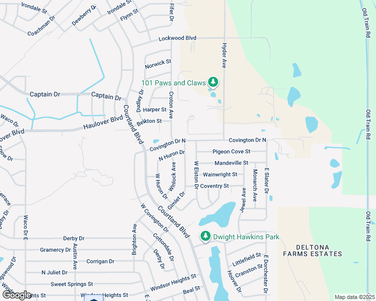 map of restaurants, bars, coffee shops, grocery stores, and more near 2993 Gimlet Drive in Deltona