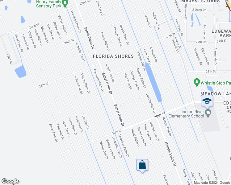 map of restaurants, bars, coffee shops, grocery stores, and more near 2804 Royal Palm Drive in Edgewater