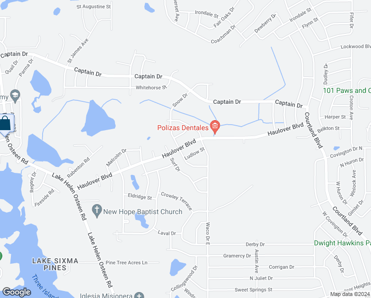 map of restaurants, bars, coffee shops, grocery stores, and more near 2531 Haulover Boulevard in Deltona