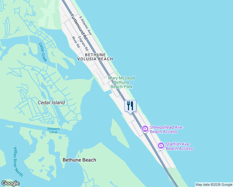 map of restaurants, bars, coffee shops, grocery stores, and more near 6693 Engram Road in New Smyrna Beach