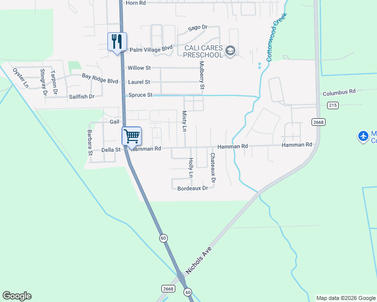 map of restaurants, bars, coffee shops, grocery stores, and more near 5215 Oak Manor Boulevard in Bay City
