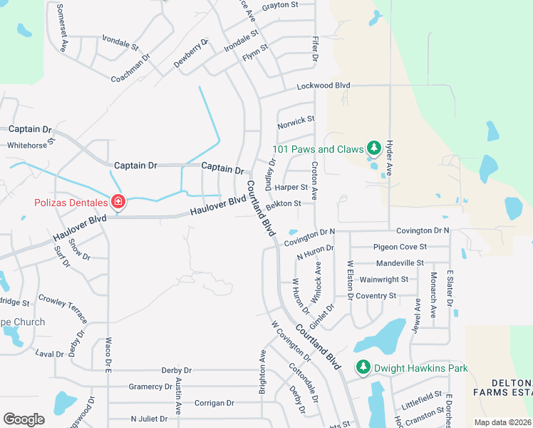 map of restaurants, bars, coffee shops, grocery stores, and more near 3037 Courtland Boulevard in Deltona