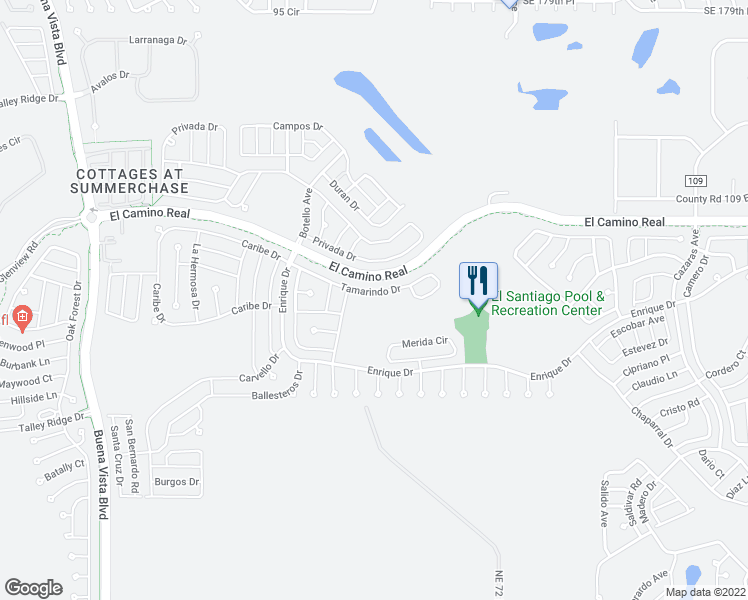 map of restaurants, bars, coffee shops, grocery stores, and more near 2432 Tamarindo Drive in The Villages