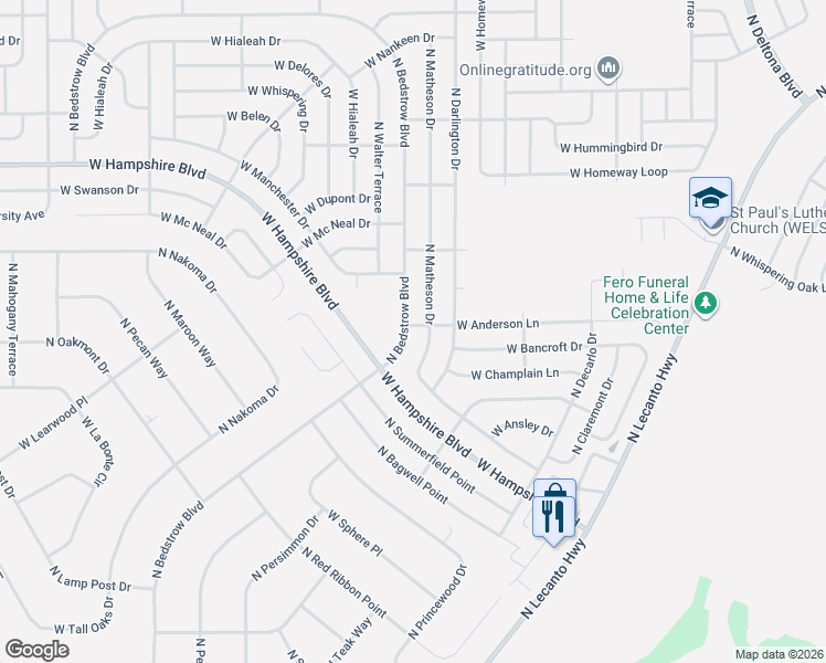 map of restaurants, bars, coffee shops, grocery stores, and more near 5959 North Bedstrow Boulevard in Citrus Springs