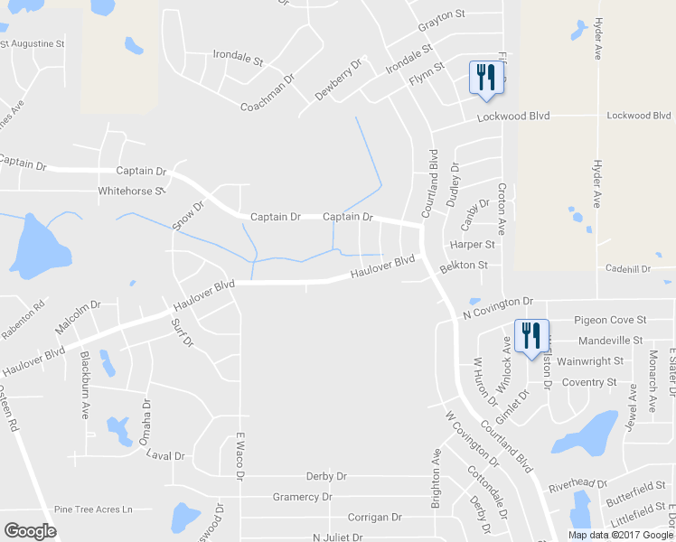 map of restaurants, bars, coffee shops, grocery stores, and more near 2740 Haulover Boulevard in Deltona