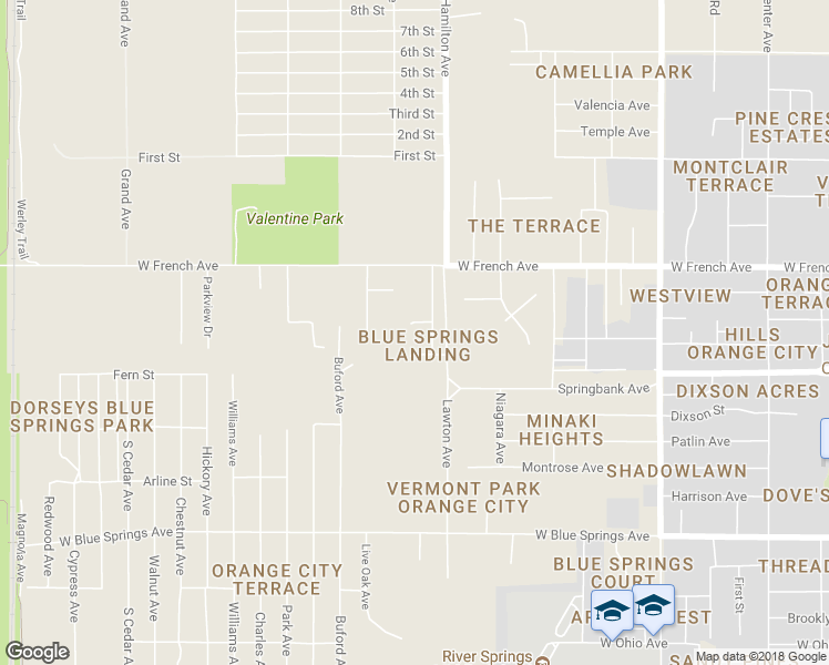 map of restaurants, bars, coffee shops, grocery stores, and more near 1110 Little Sparrow Court in Orange City