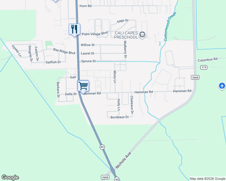 map of restaurants, bars, coffee shops, grocery stores, and more near 5215 Oak Manor Boulevard in Bay City