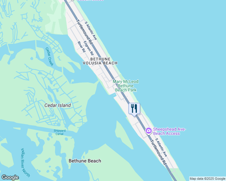 map of restaurants, bars, coffee shops, grocery stores, and more near 6640 Engram Road in New Smyrna Beach