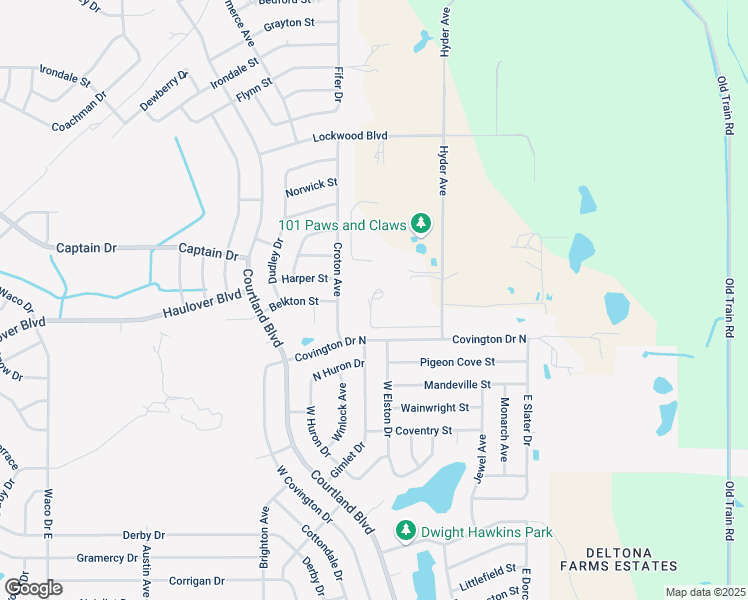 map of restaurants, bars, coffee shops, grocery stores, and more near 3106 Hyder Avenue in Deltona