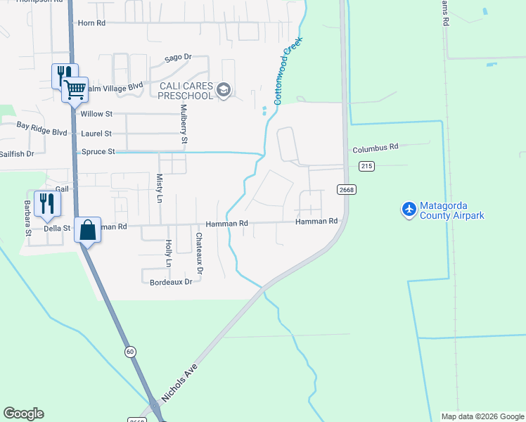 map of restaurants, bars, coffee shops, grocery stores, and more near 2602 Palmetto Drive in Bay City