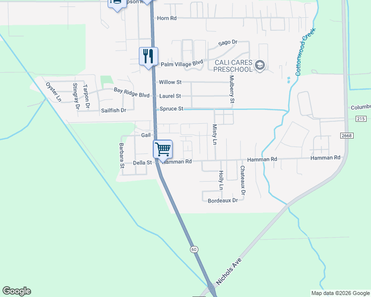 map of restaurants, bars, coffee shops, grocery stores, and more near 1909 Hamman Road in Bay City