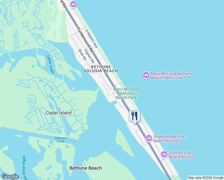 map of restaurants, bars, coffee shops, grocery stores, and more near 6597 Engram Road in New Smyrna Beach