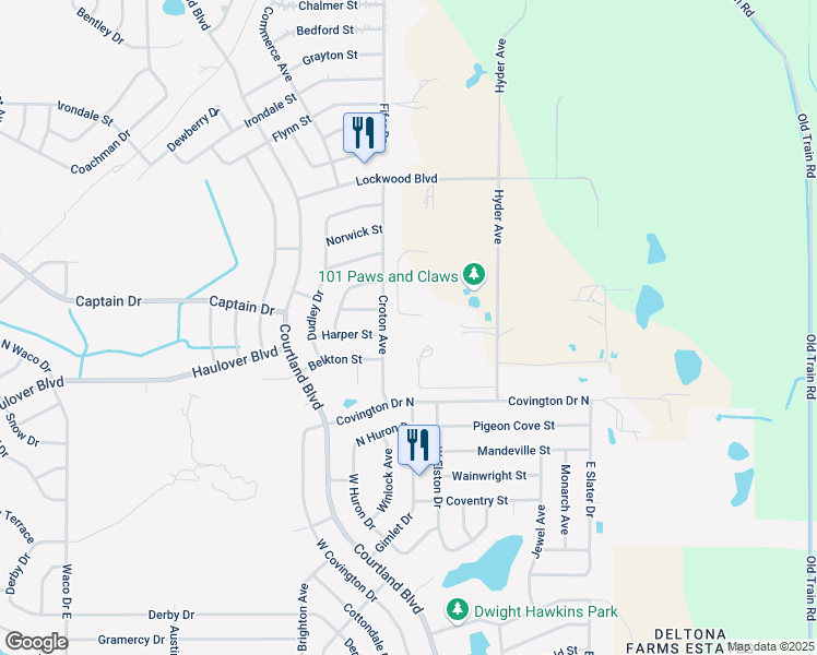 map of restaurants, bars, coffee shops, grocery stores, and more near 3106 Hyder Avenue in Deltona