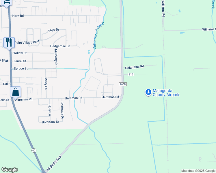 map of restaurants, bars, coffee shops, grocery stores, and more near 2901 Hamman Road in Bay City