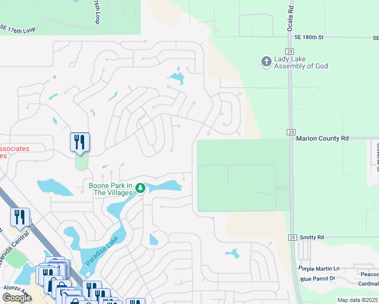 map of restaurants, bars, coffee shops, grocery stores, and more near 1516 East Schwartz Boulevard in Lady Lake
