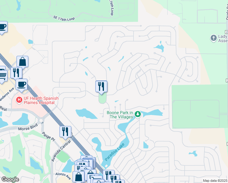 map of restaurants, bars, coffee shops, grocery stores, and more near 917 Saint Andrews Boulevard in Lady Lake