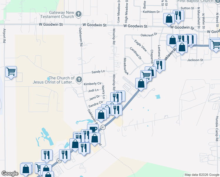 map of restaurants, bars, coffee shops, grocery stores, and more near 728 Winship Road in Pleasanton