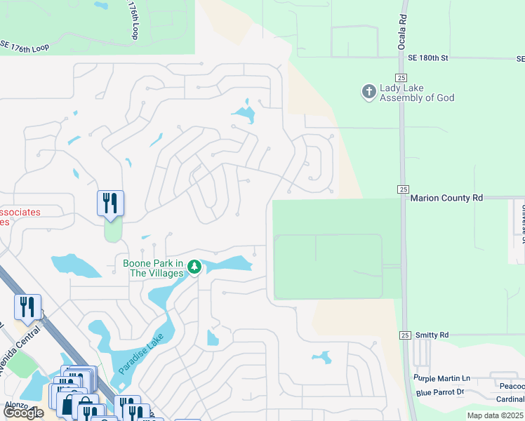 map of restaurants, bars, coffee shops, grocery stores, and more near 1516 East Schwartz Boulevard in Lady Lake