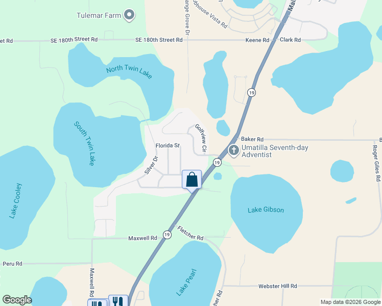 map of restaurants, bars, coffee shops, grocery stores, and more near 81 Twin Lake Circle in Umatilla