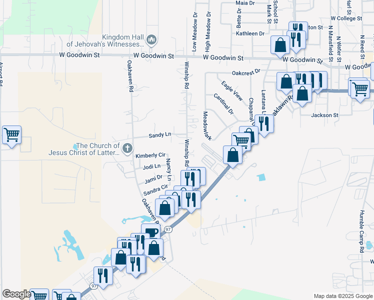 map of restaurants, bars, coffee shops, grocery stores, and more near 622 Winship Road in Pleasanton