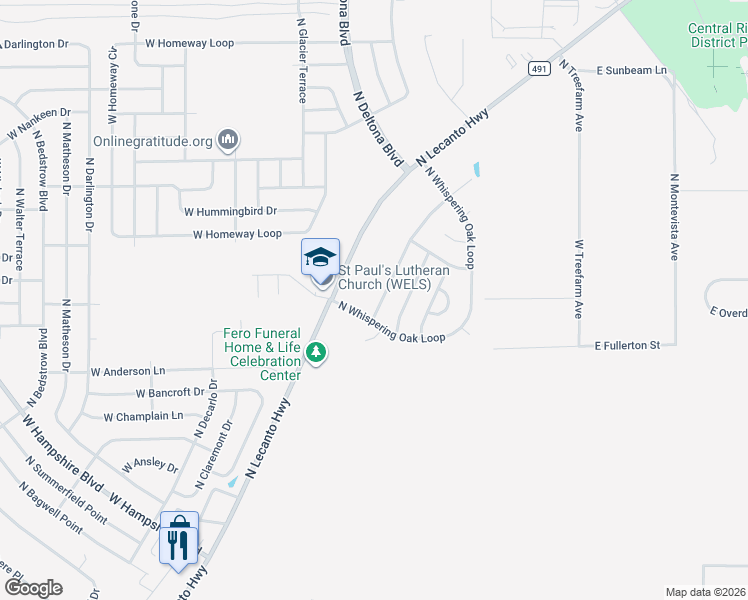 map of restaurants, bars, coffee shops, grocery stores, and more near 6120 North Misty Oak Terrace in Beverly Hills