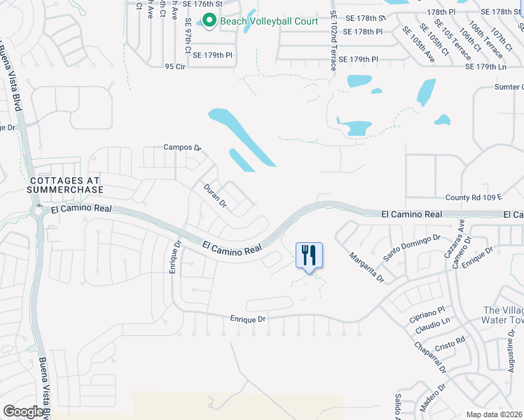 map of restaurants, bars, coffee shops, grocery stores, and more near 1602 Duran Drive in The Villages