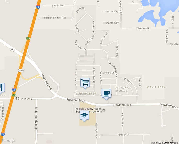 map of restaurants, bars, coffee shops, grocery stores, and more near 3215 Bretton Woods Terrace in Deltona
