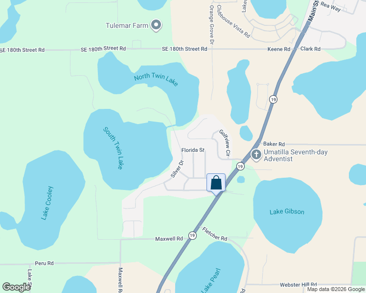 map of restaurants, bars, coffee shops, grocery stores, and more near 41446 Silver Drive in Umatilla