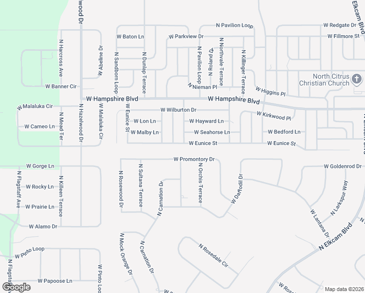 map of restaurants, bars, coffee shops, grocery stores, and more near 3574 West Eunice Street in Citrus Springs