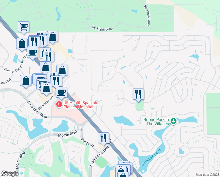 map of restaurants, bars, coffee shops, grocery stores, and more near 1526 West Schwartz Boulevard in Lady Lake