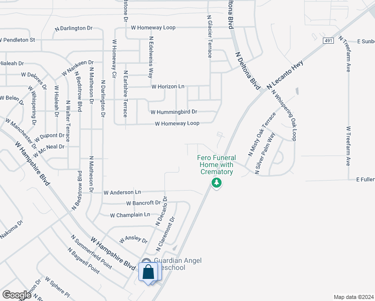 map of restaurants, bars, coffee shops, grocery stores, and more near 6143 North Diadem Point in Dunnellon