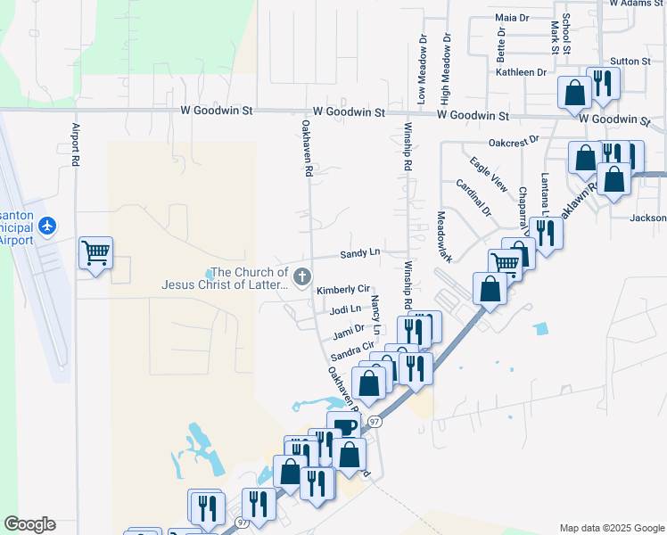 map of restaurants, bars, coffee shops, grocery stores, and more near 1551 Sandy Lane in Pleasanton