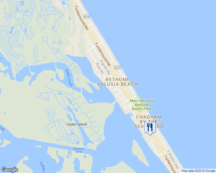 map of restaurants, bars, coffee shops, grocery stores, and more near 839 Grouper Avenue in New Smyrna Beach