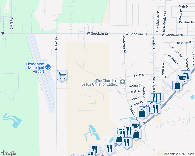 map of restaurants, bars, coffee shops, grocery stores, and more near 236 Cowboy Ridge in Pleasanton