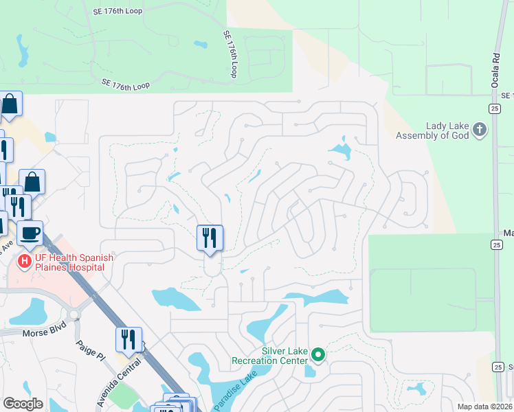 map of restaurants, bars, coffee shops, grocery stores, and more near 1706 Myrtle Beach Drive in Lady Lake